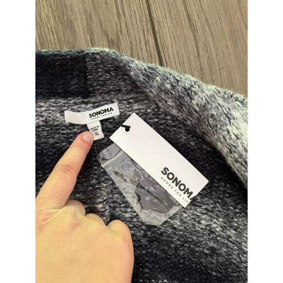 NWT Sonoma Womens XL Long Open Cardigan Sweater Striped Knit Shades Of Gray & Na - Picture 6 of 7
